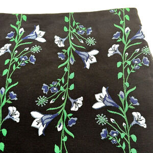ANN TAYLOR NWT Women's 14 Knee Length Pencil Skirt Black Blue Embroidered Floral